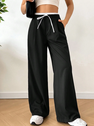 Pantalón de vestir con pretina blanca