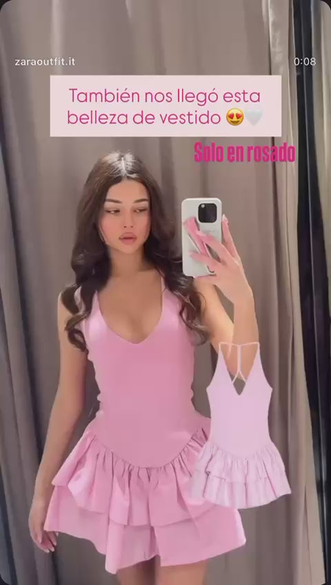 Vestido mini rosado Zara