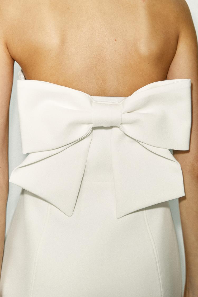 Vestido Zara strapless de lazo