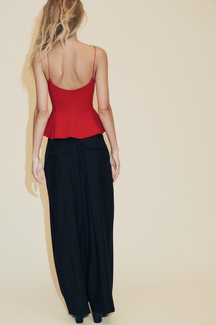 Top rojo peplum Zara