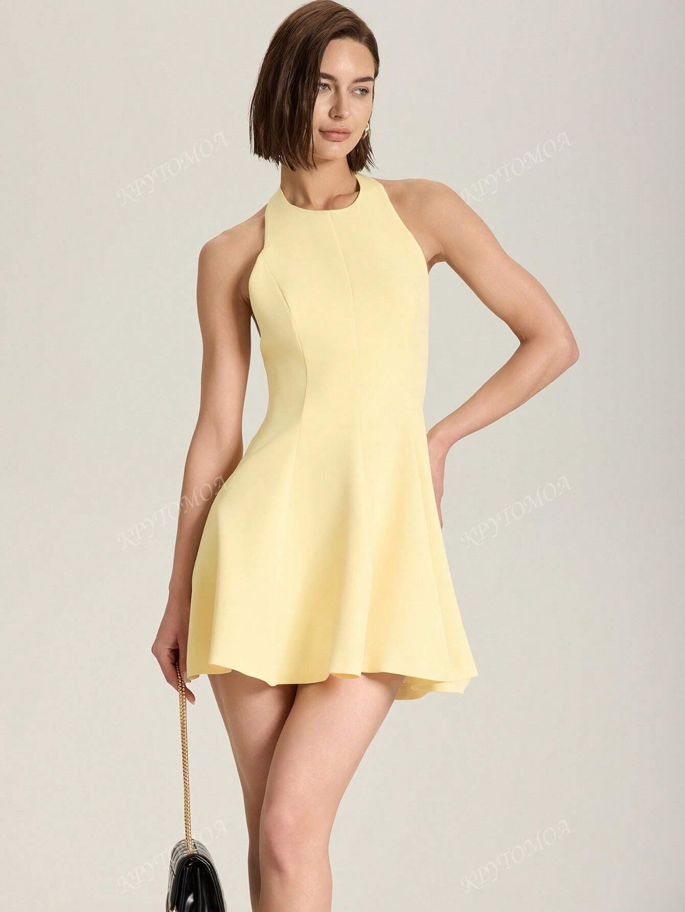 Vestido corte halter amarillo