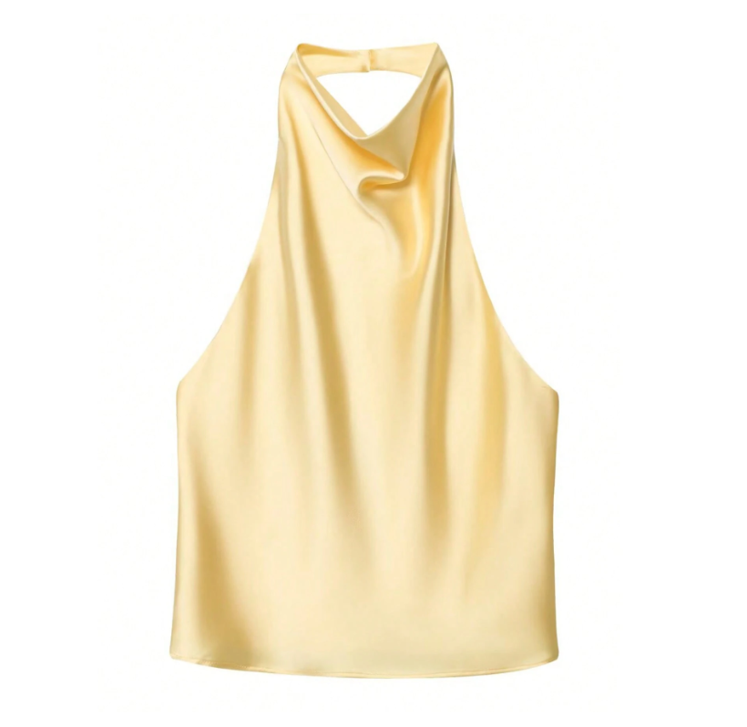 Blusa de saten amarilla