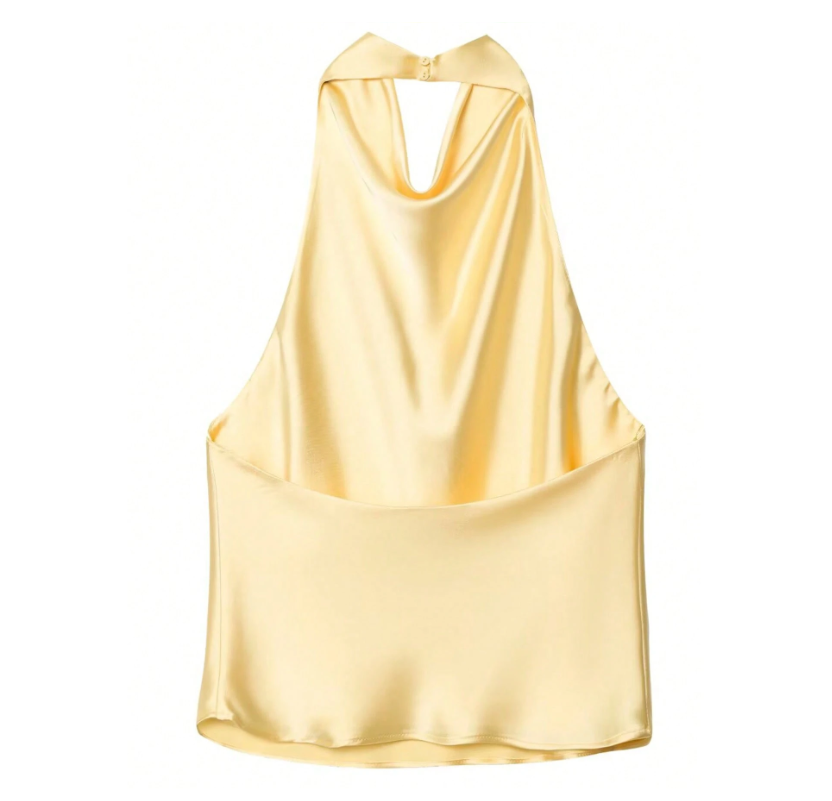 Blusa de saten amarilla