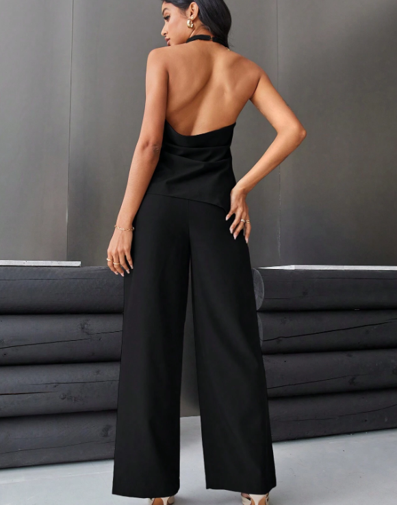 Set de blusa backless de pantalón