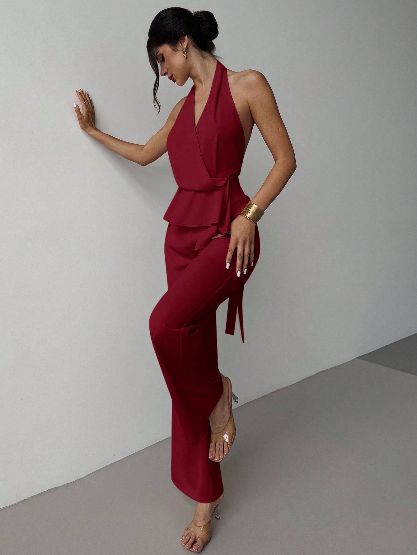 Conjunto granate backless