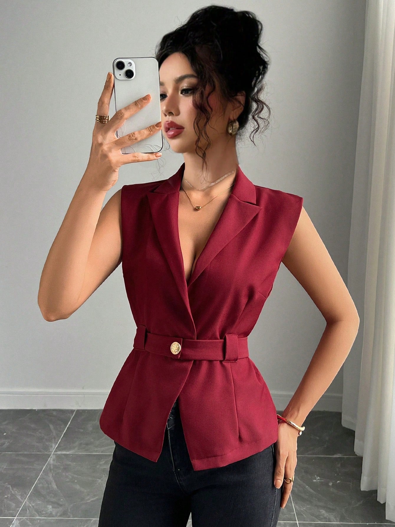 Blusa estilo blazer vino