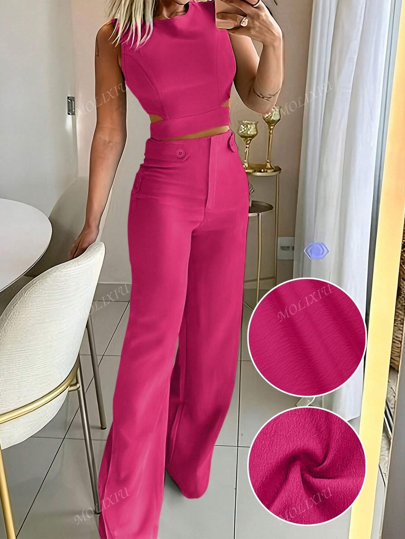 Set fucsia de lino