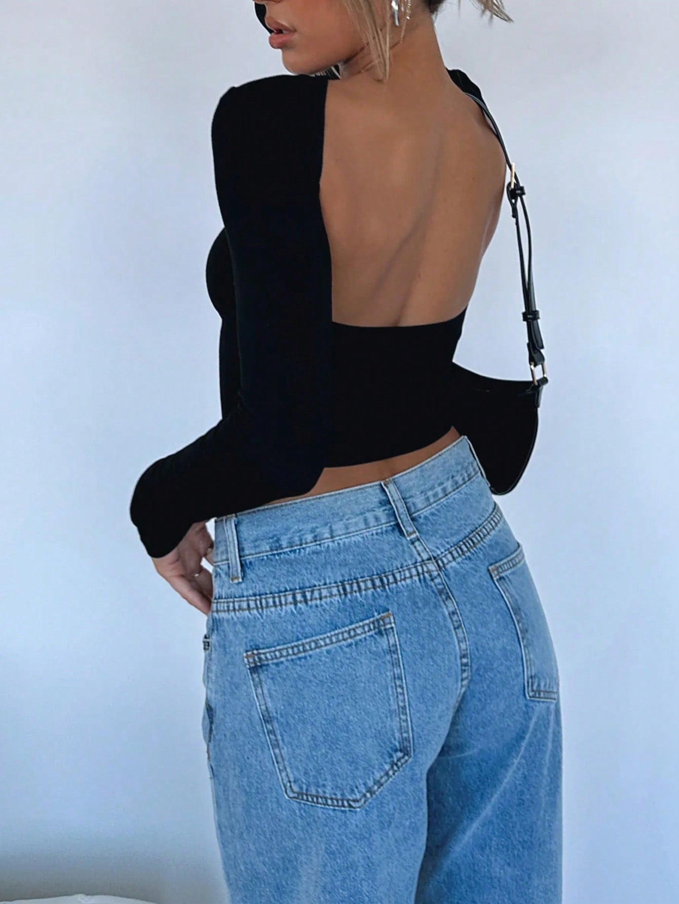 Top backless manga larga