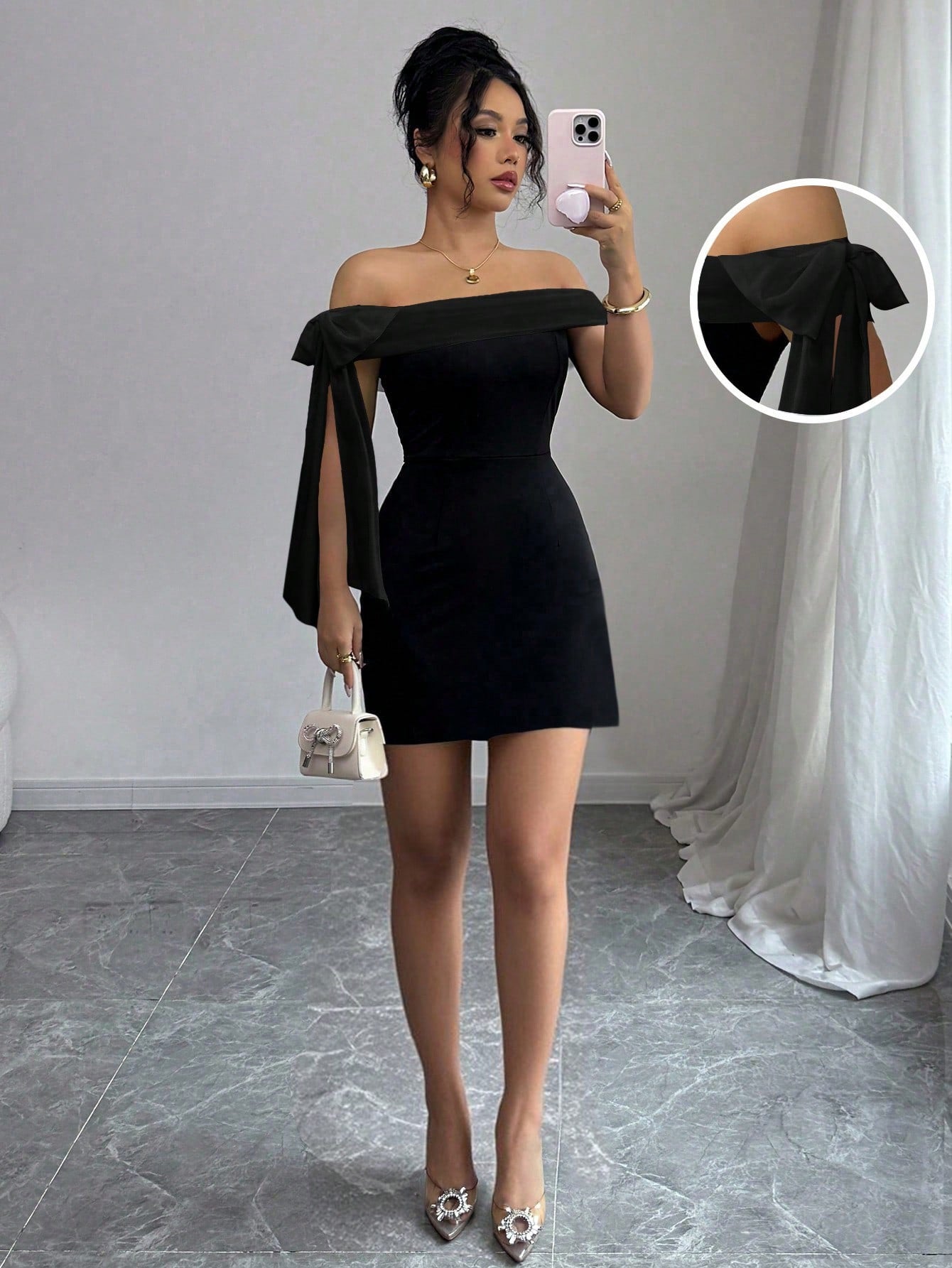 Vestido elegante de hombros descubiertos