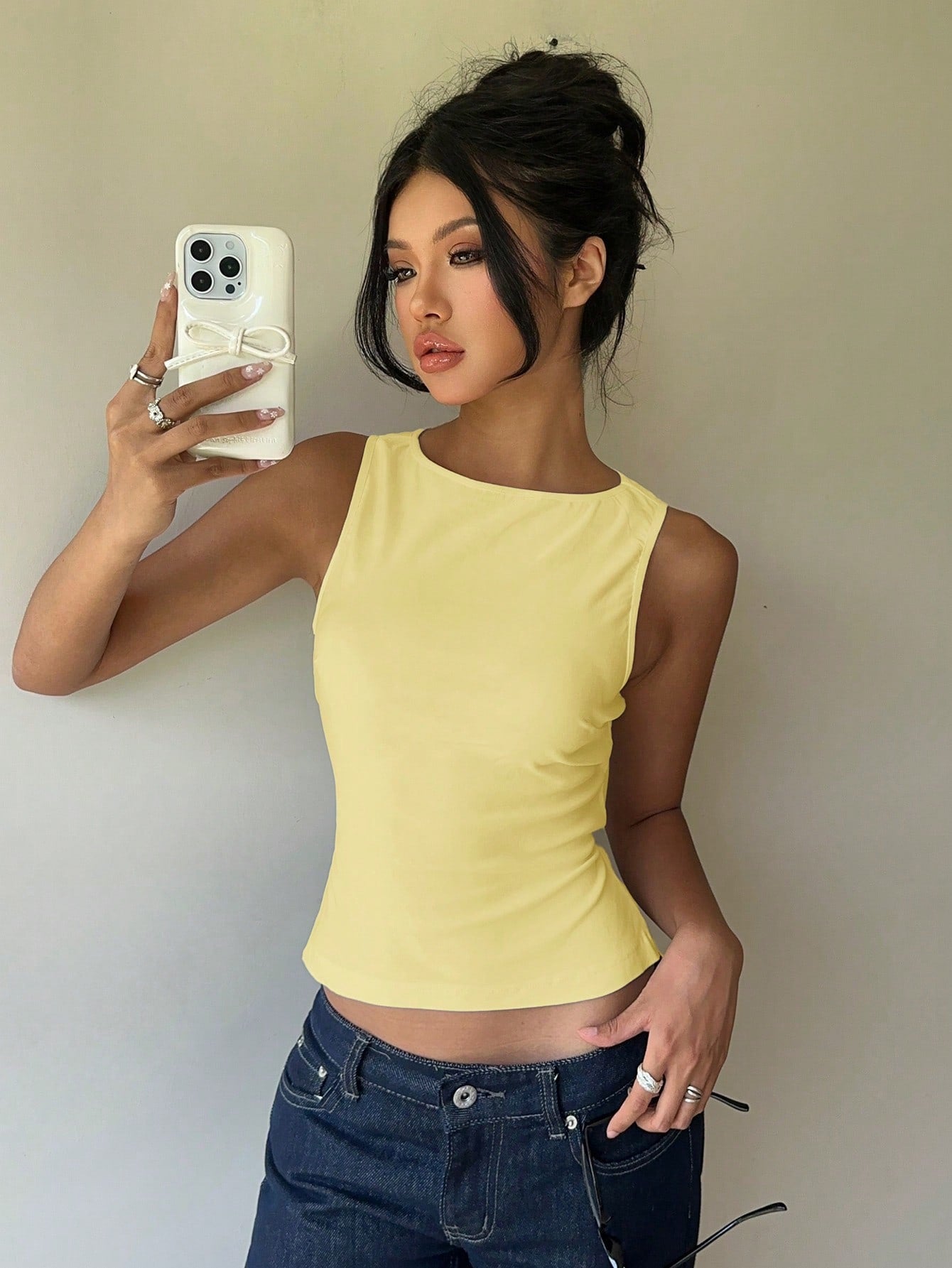 Blusa amarilla de lazo petite