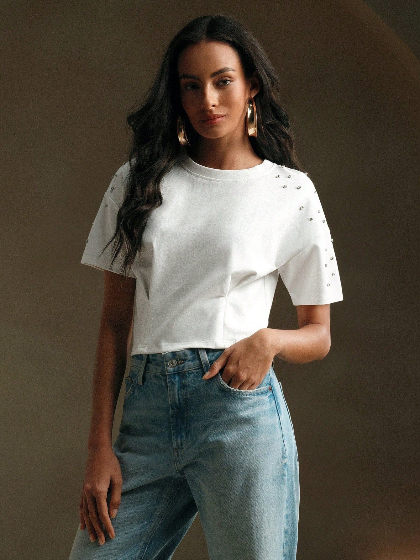 Franela blanca con apliques
