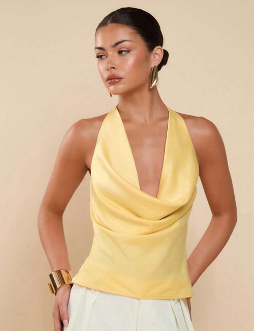 Blusa amarillo de saten
