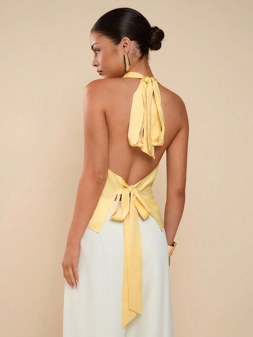 Blusa amarillo de saten