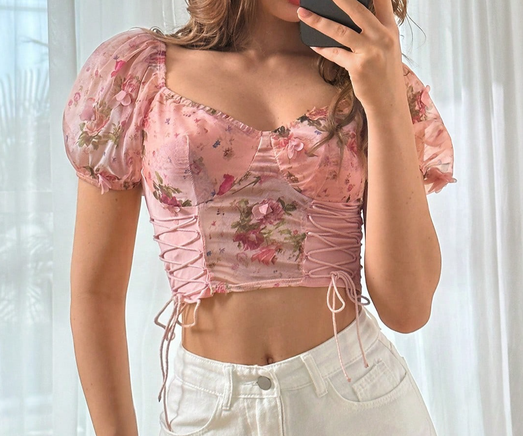 Top rosado escote corazón