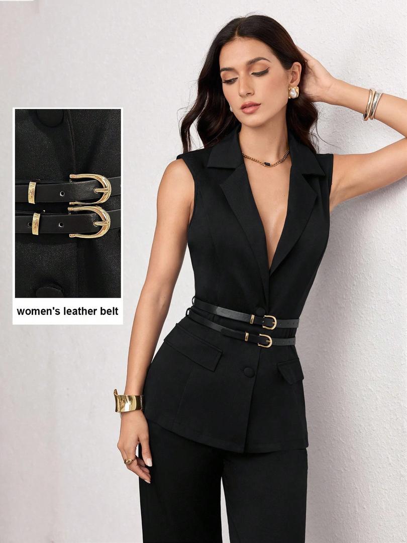 Set negro formal con cinturón