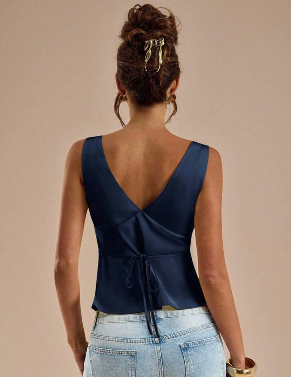Blusa de saten azul