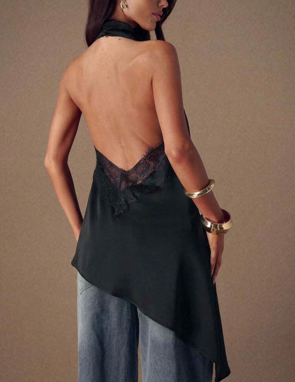 Blusa de saten asimetrica