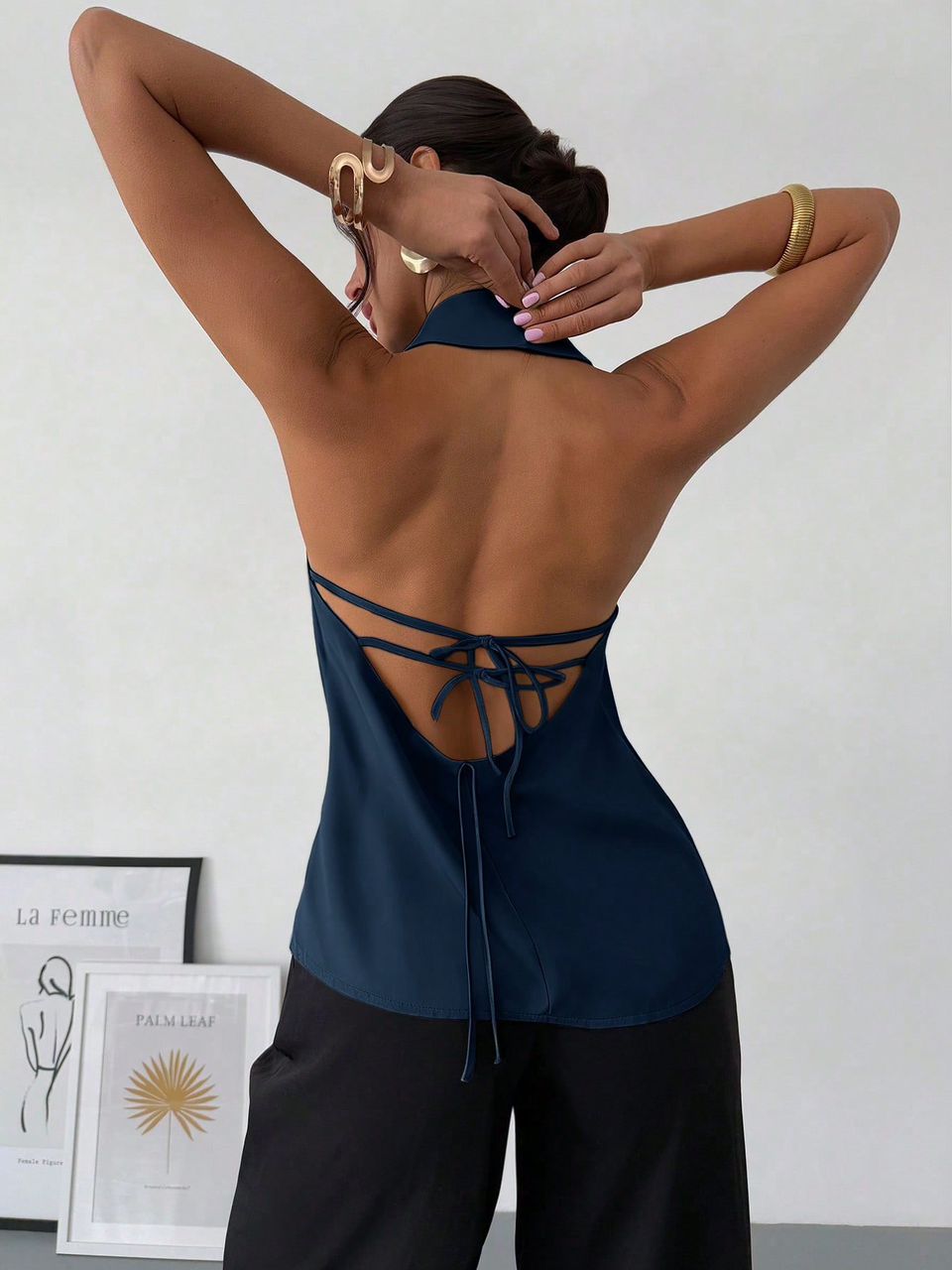 Blusa halter azul
