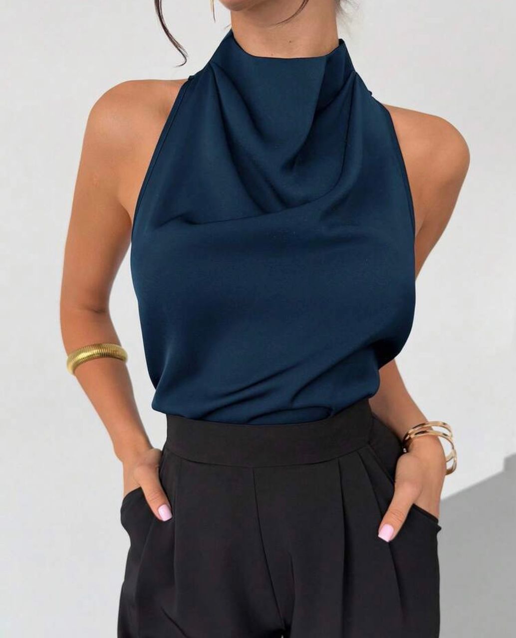 Blusa halter azul
