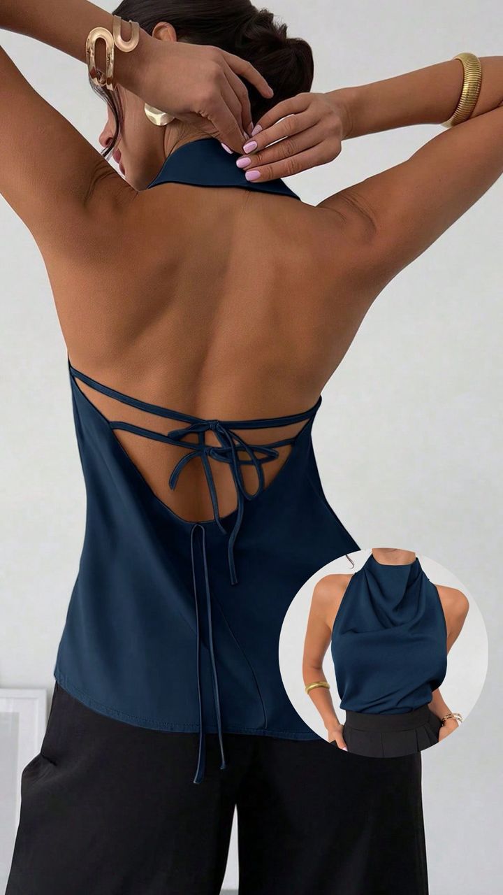 Blusa halter azul